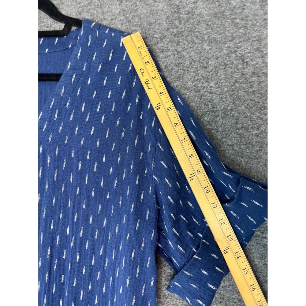 Faherty Blue Organic Cotton Midi Shift Dress Ikat M Gauzy Travel Coastal Natural - Picture 16 of 16